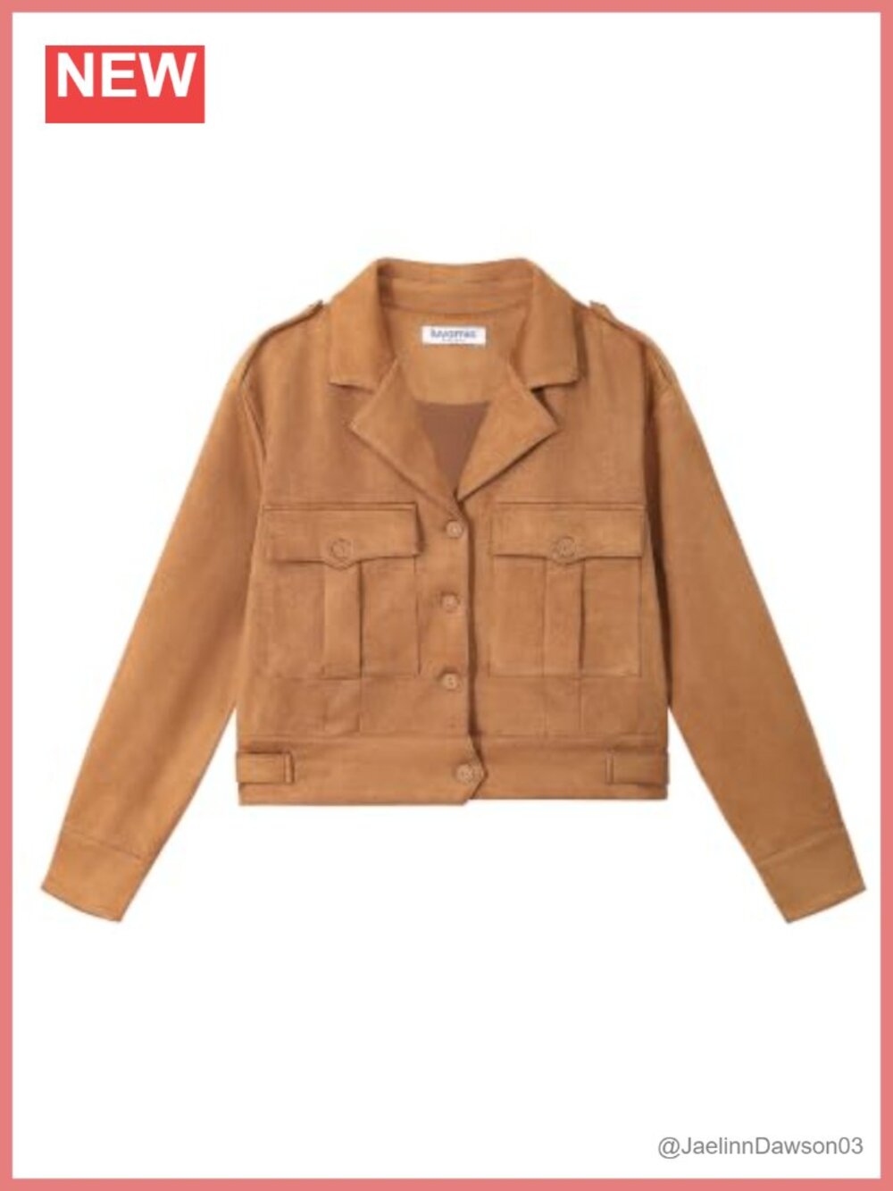 Faux Suede Cropped Button Down Jacket